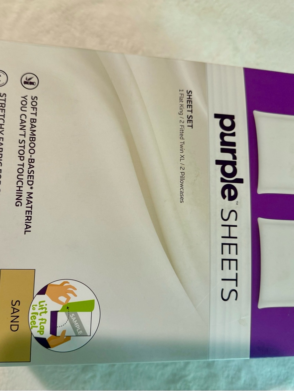Purple Sheets Sand Bamboo Blend Sheet Set - Split King - New In Box